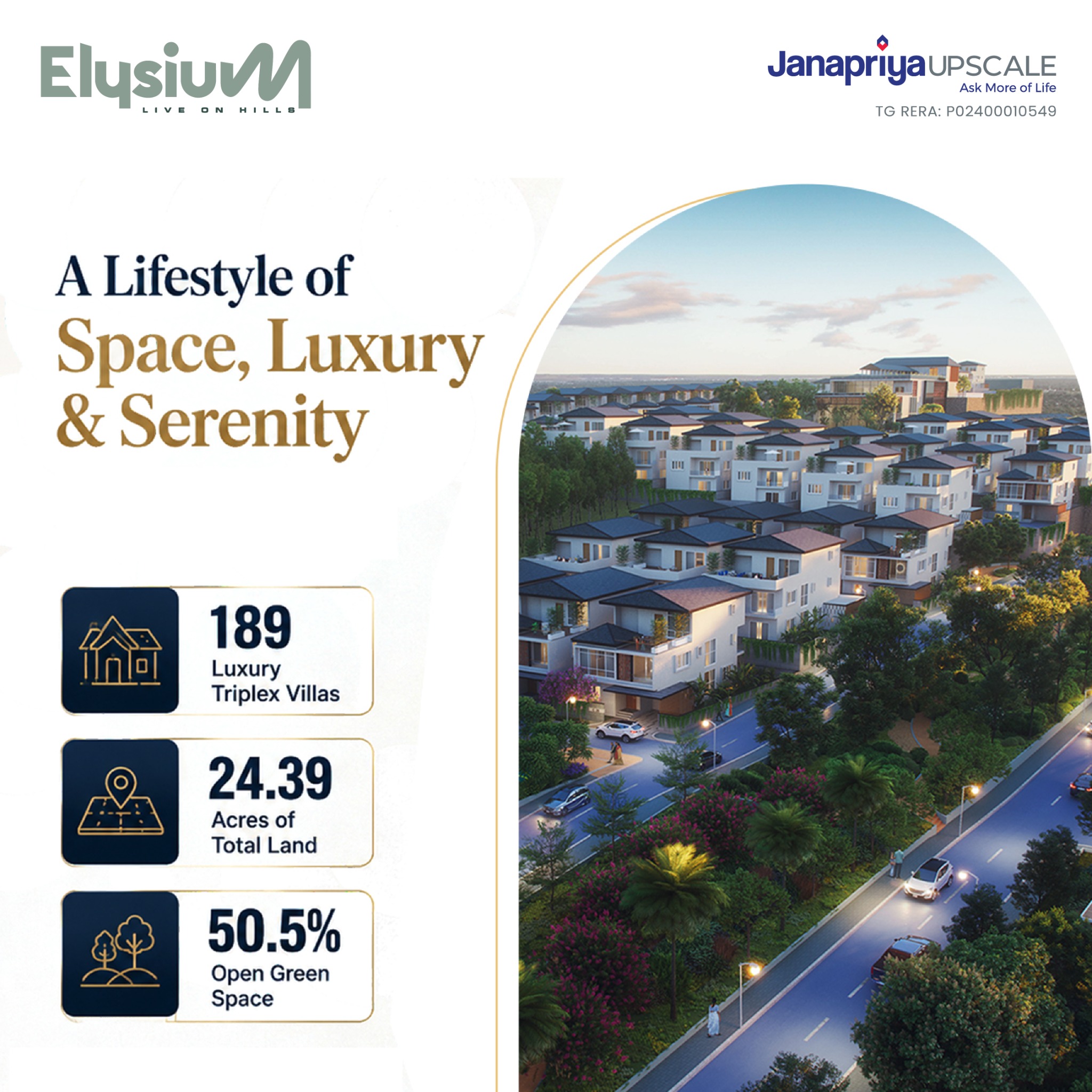 Janapriya Upscale Facebook ad: JANAPRIYA UPSCALE’S ELYSIUM Premium 4 BHK Hilltop Villas…