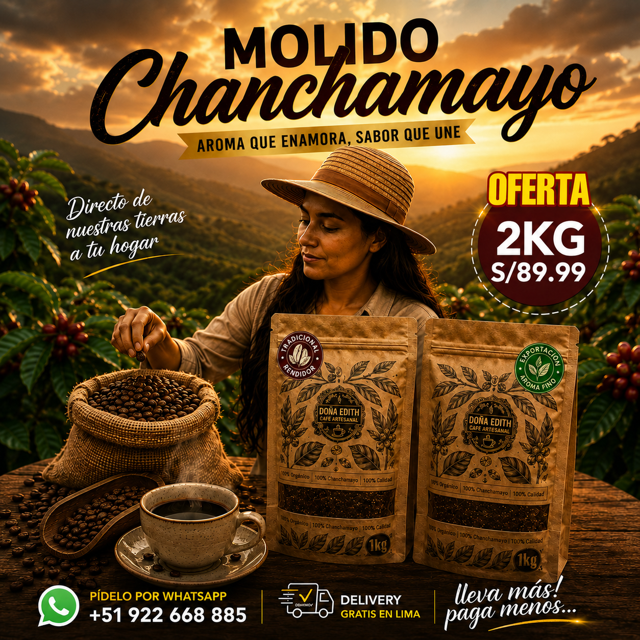 CAFE CHANCHAMAYO DOÑA EDITH Facebook ad: 2KG x S/89.99