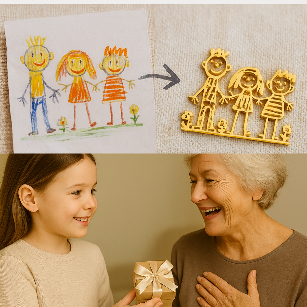 Loanya - Personalisierte Schmuckgeschenke Facebook ad: Verwandle die Zeichnungen Deiner Kinder in ein…