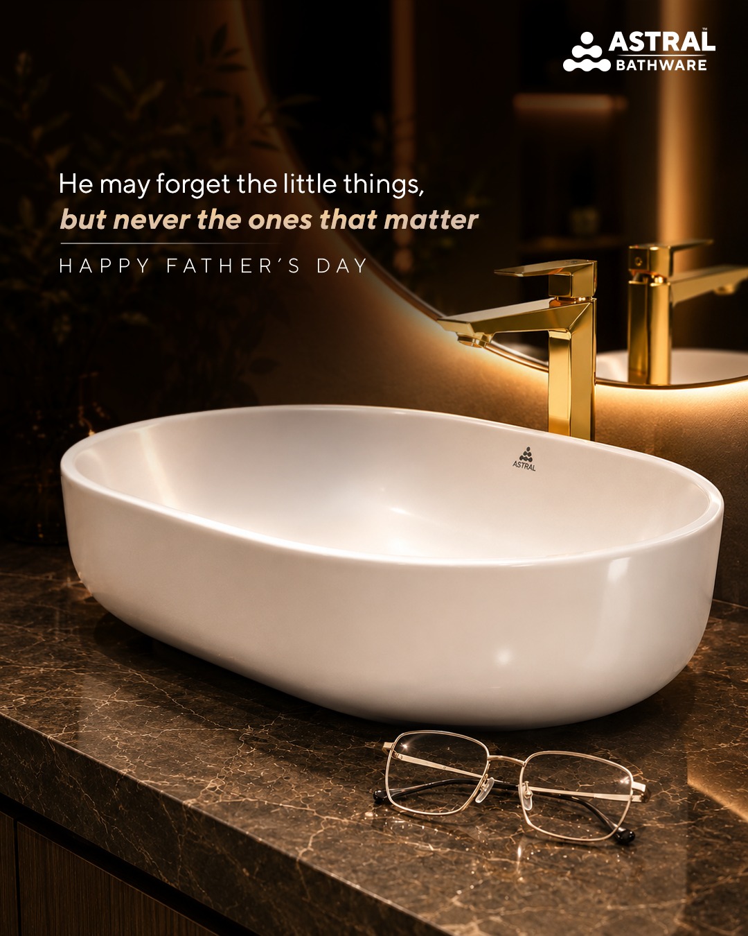 Astral Bathware Facebook ad: Some things may slip his mind.