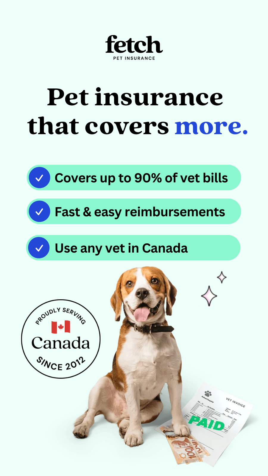 Fetch Pet Insurance Facebook ad