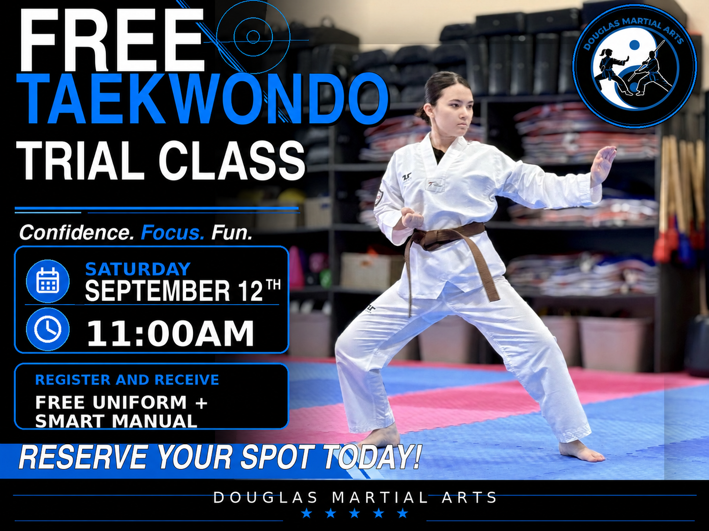 Douglas Martial Arts Facebook ad: Try Taekwondo FREE