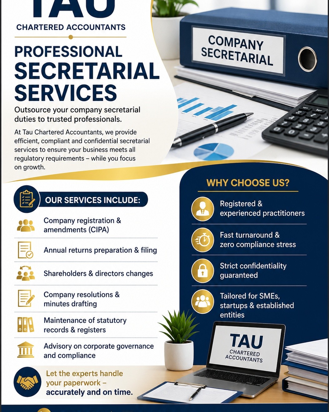 Tau Chartered Accountants Facebook ad from Jul 13, 2026