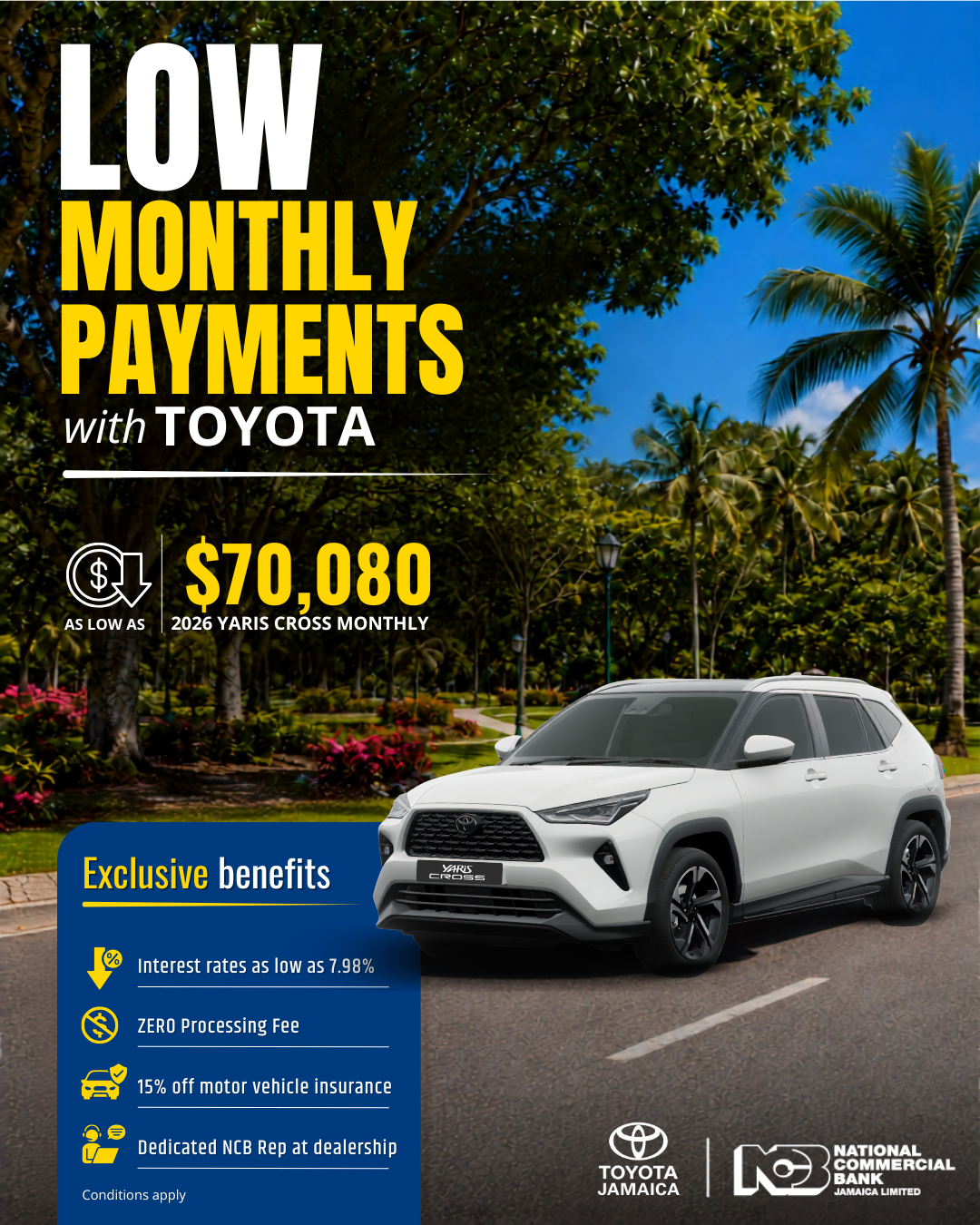Toyota Jamaica Limited Facebook ad: Big possibilities. Smaller monthly payments.