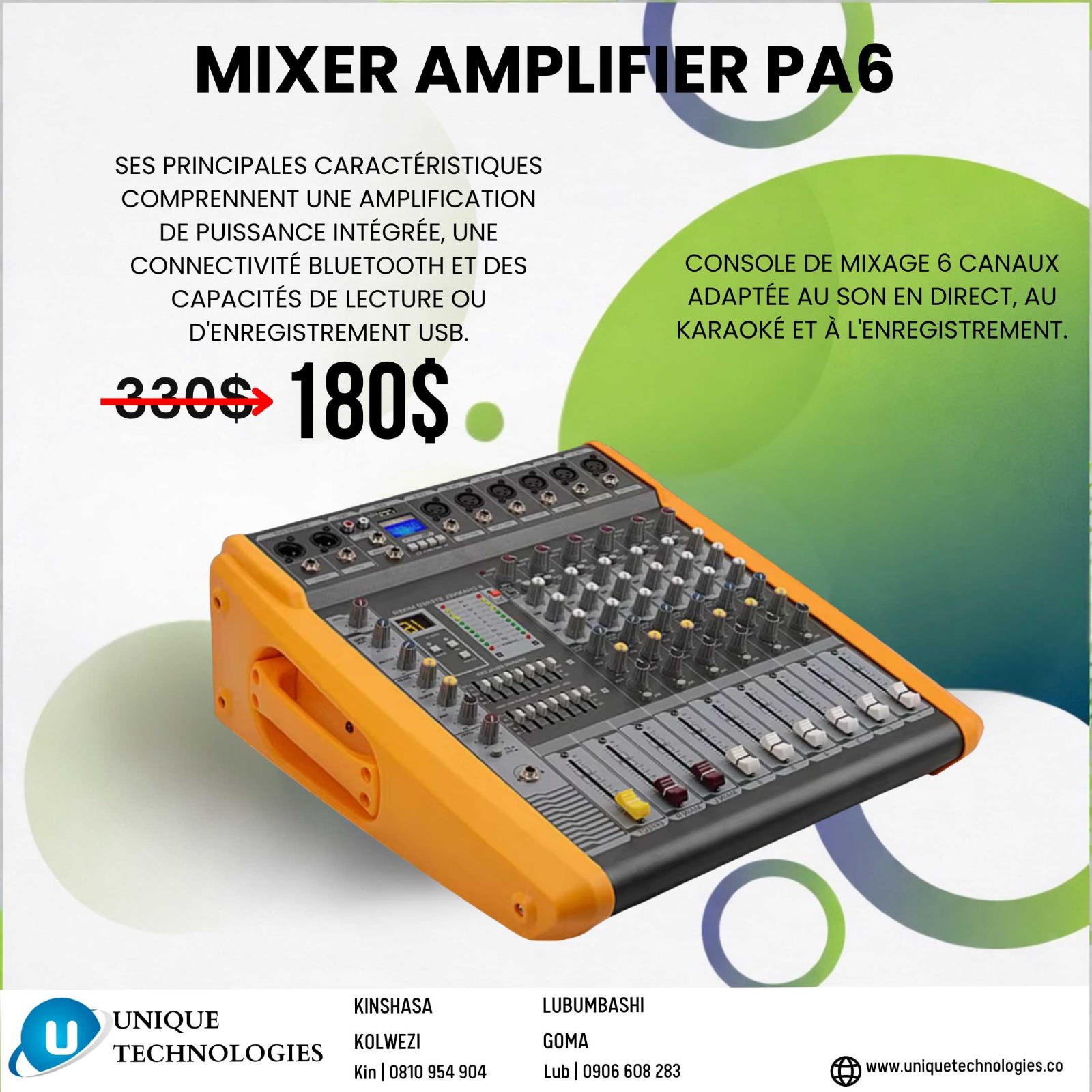 Unique Technologies Lubumbashi Facebook ad: Un son professionnel, c'est ici!