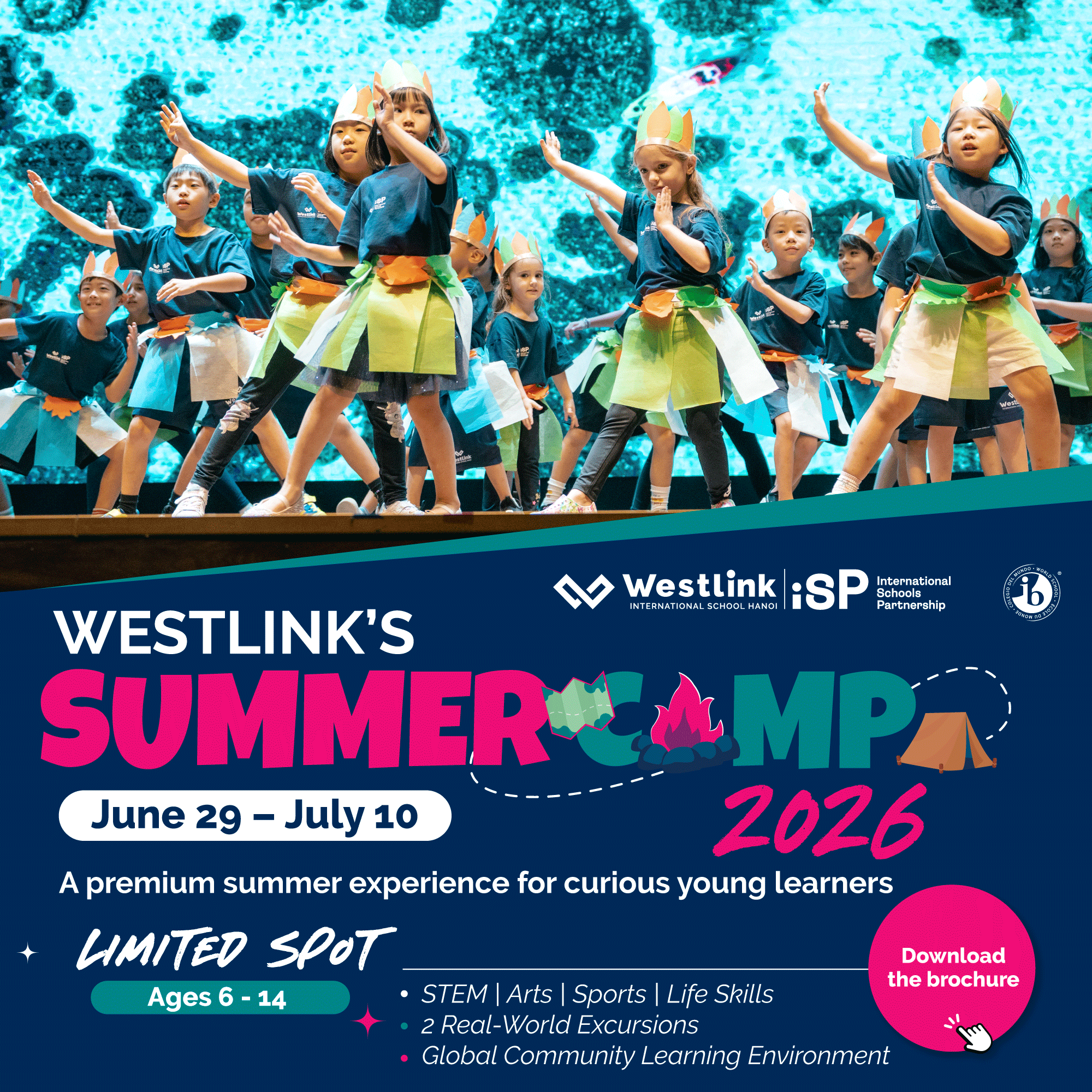 Westlink International School Hanoi Facebook ad: CLICK FOR BROCHURE SUMMER CAMP 2026