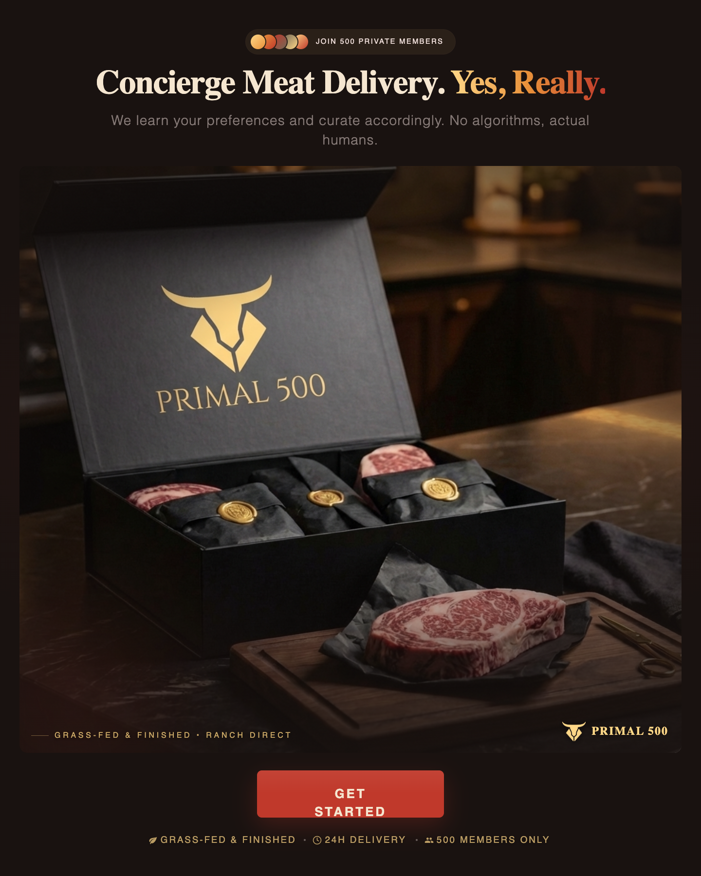 Primal 500 Facebook ad: Concierge Meat Delivery. Yes, Really.