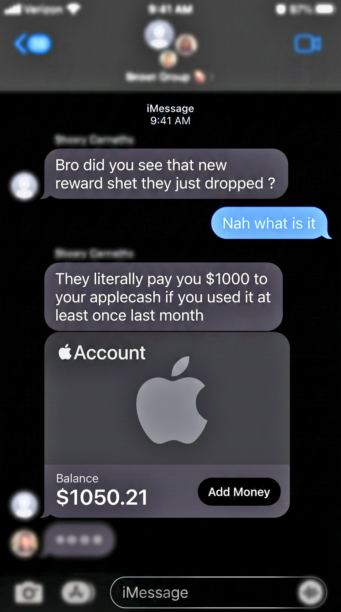 Katharina Leitner Facebook ad: $1,000 Apple Cash Credit