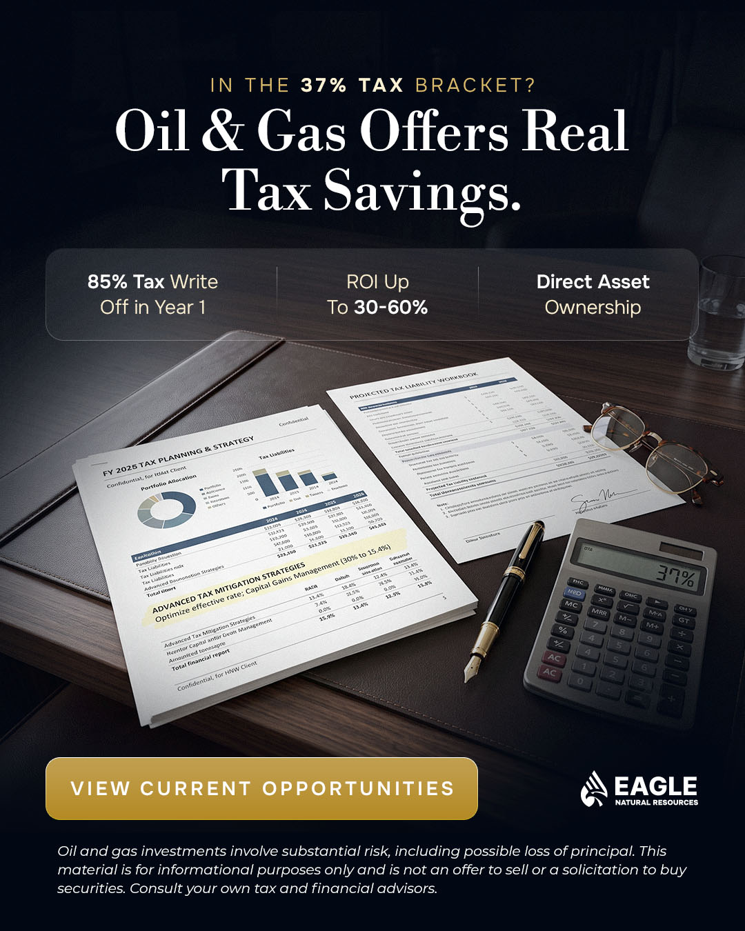 Eagle Natural Resources Facebook ad: Accredited Investors: Unlock Tax Benefits & Cash Flow