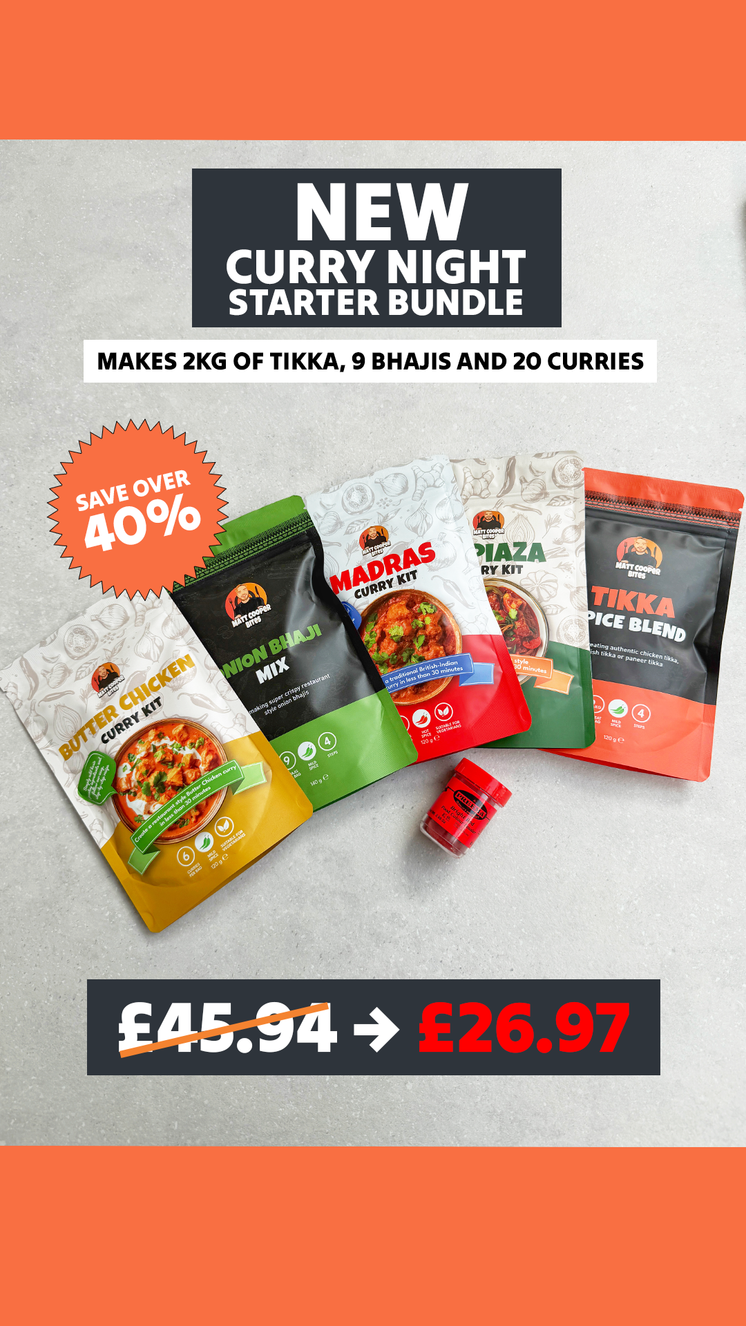 Matt Cooper Bites Facebook ad: Curry Night Starter Bundle - £26.97