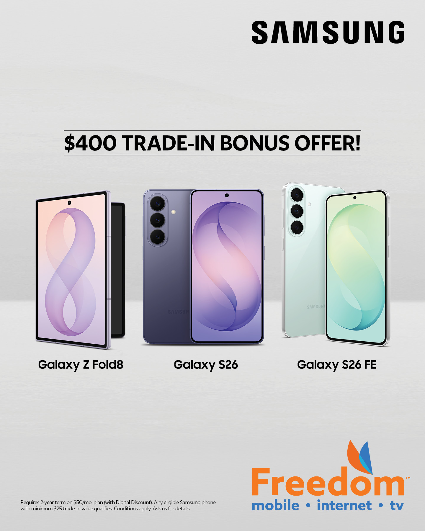 Freedom Mobile Facebook ad: Switch to Freedom.