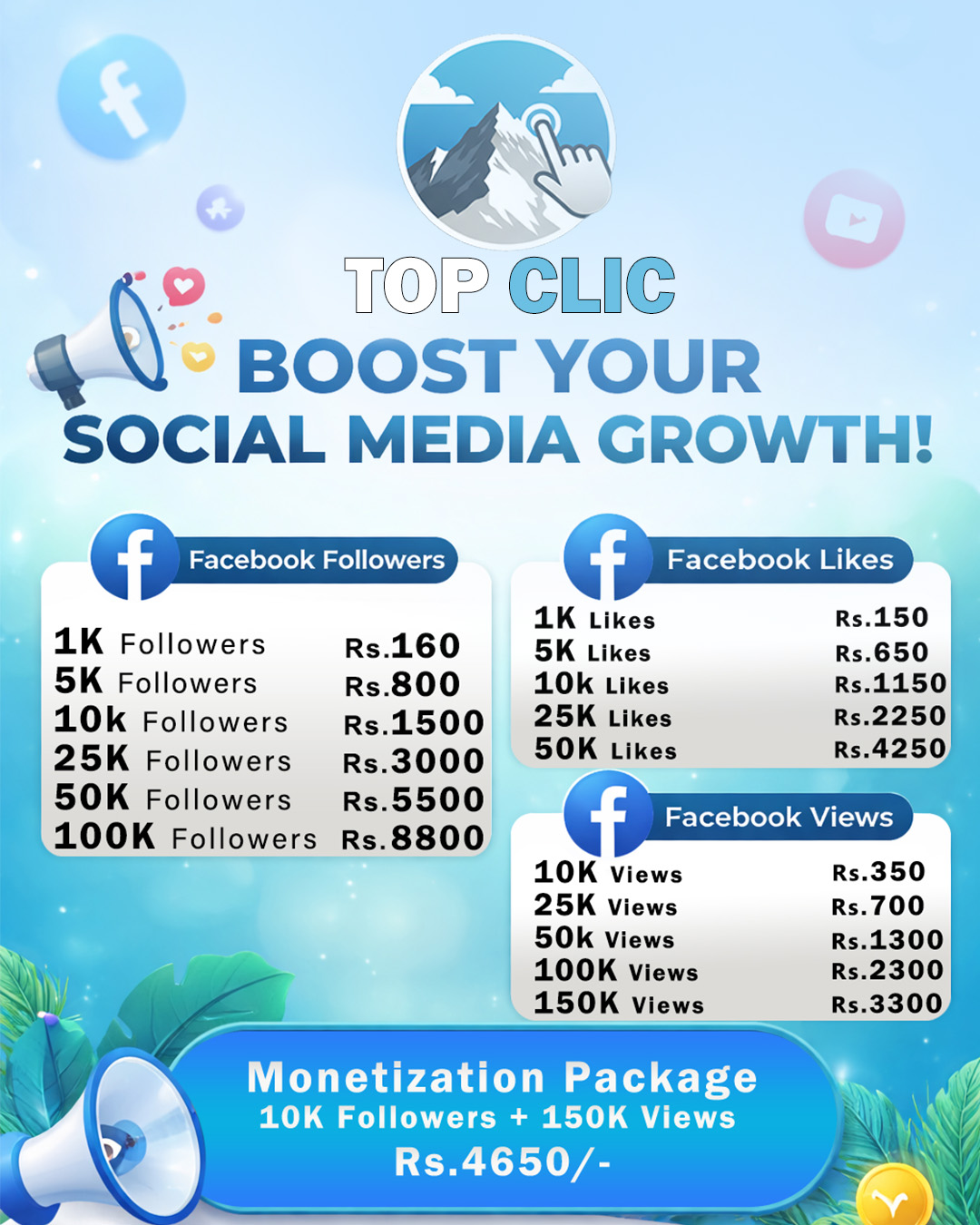 Topclic Digital Facebook ad: Boost Your Facebook Growth at the Best Price…