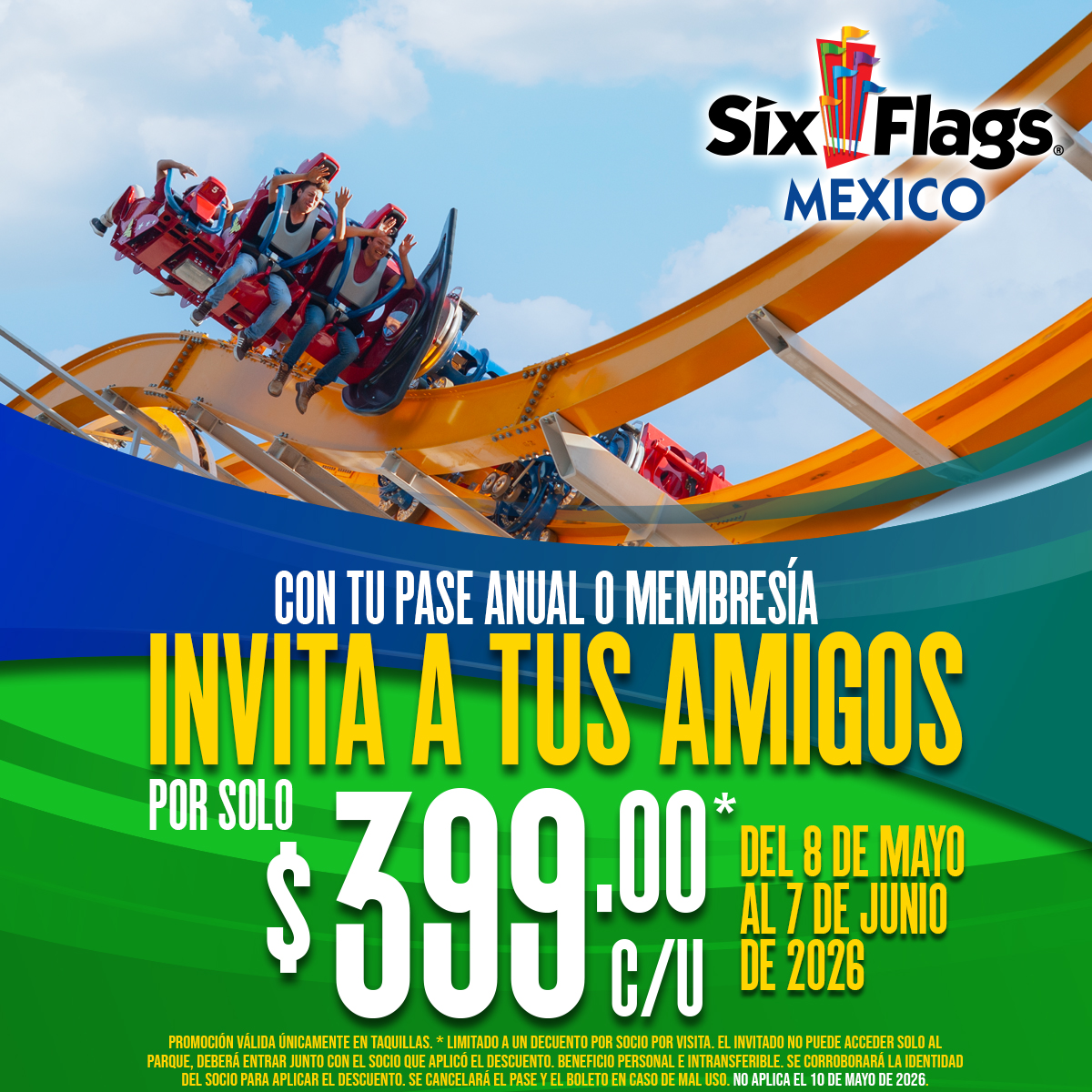 Six Flags Mexico Facebook ad from May 13, 2026