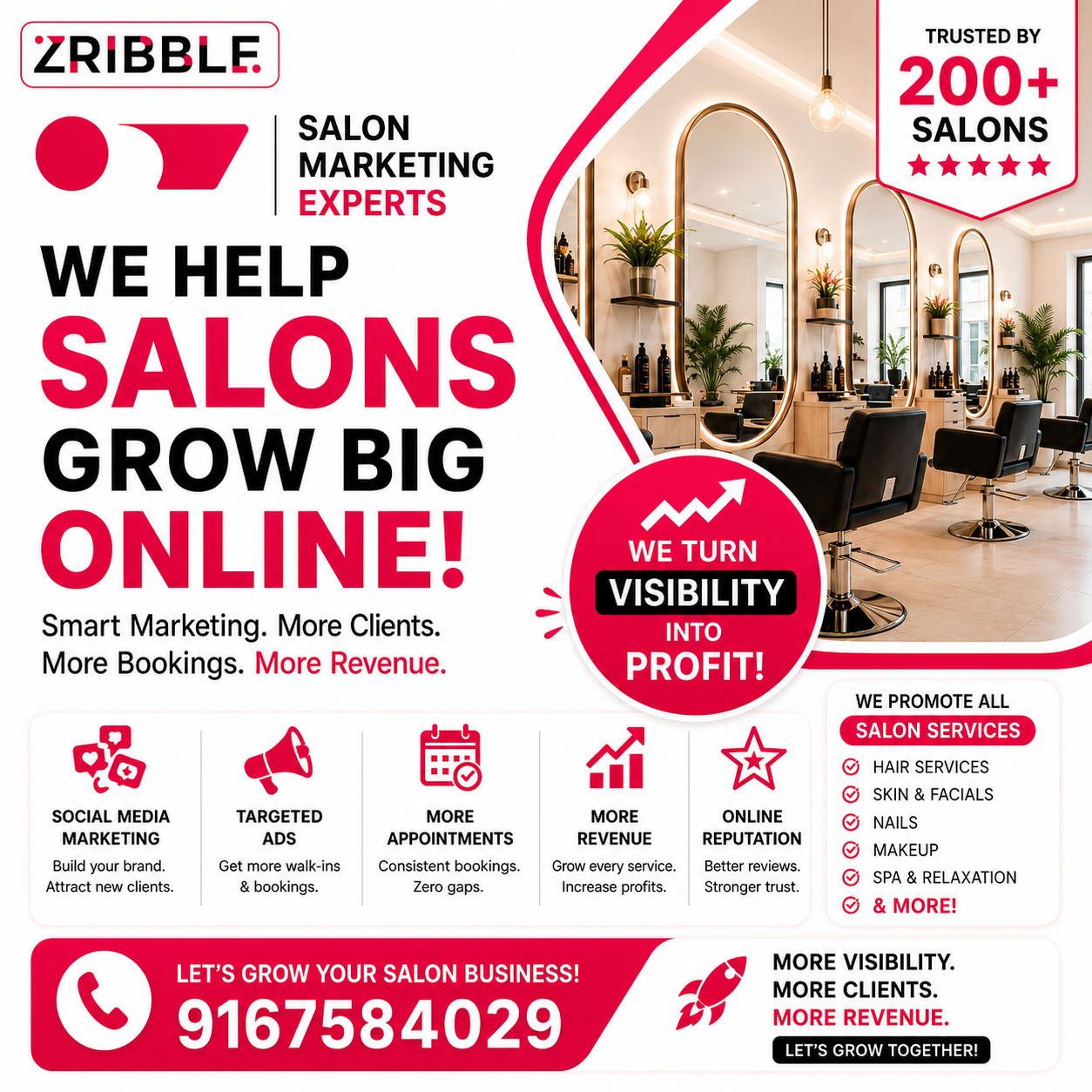 Zribble Facebook ad: Your Salon Deserves More Bookings. More Revenue. More…