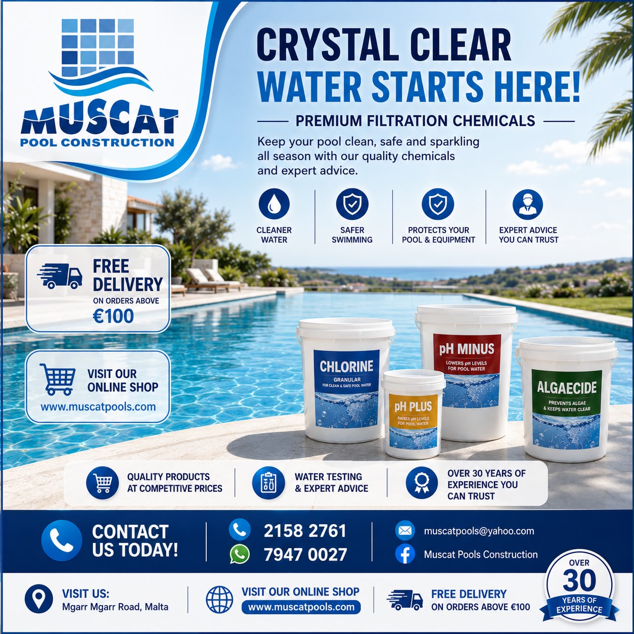 Muscat Pool Construction Facebook ad: shop, Muscat Pools Construction