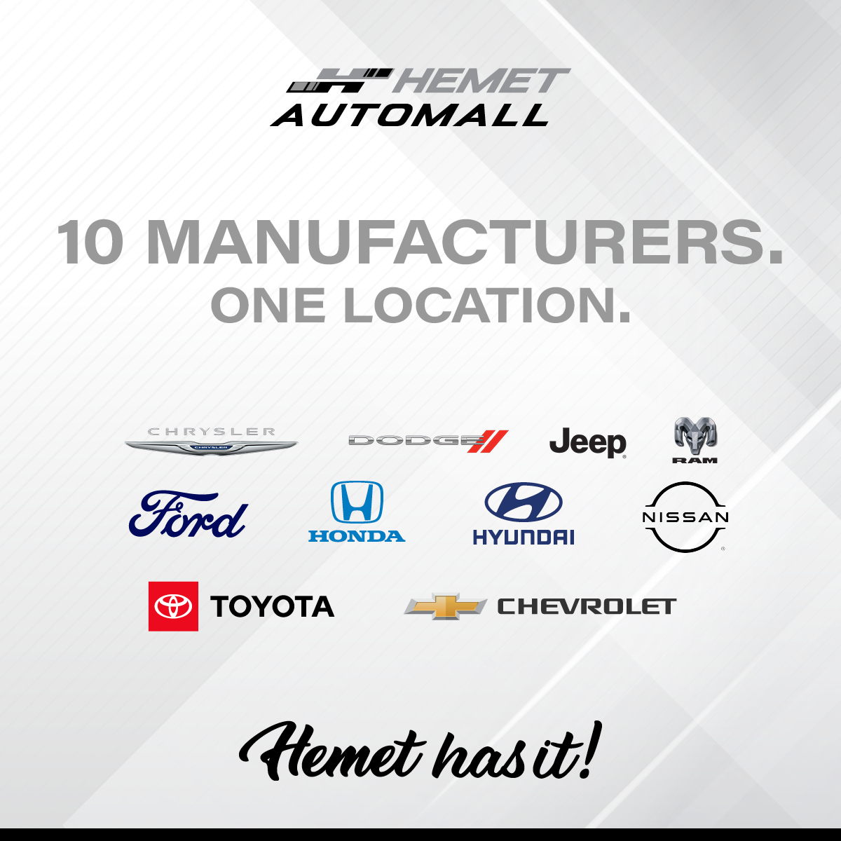 Hemet Auto Mall Facebook ad: Hemet Has It!