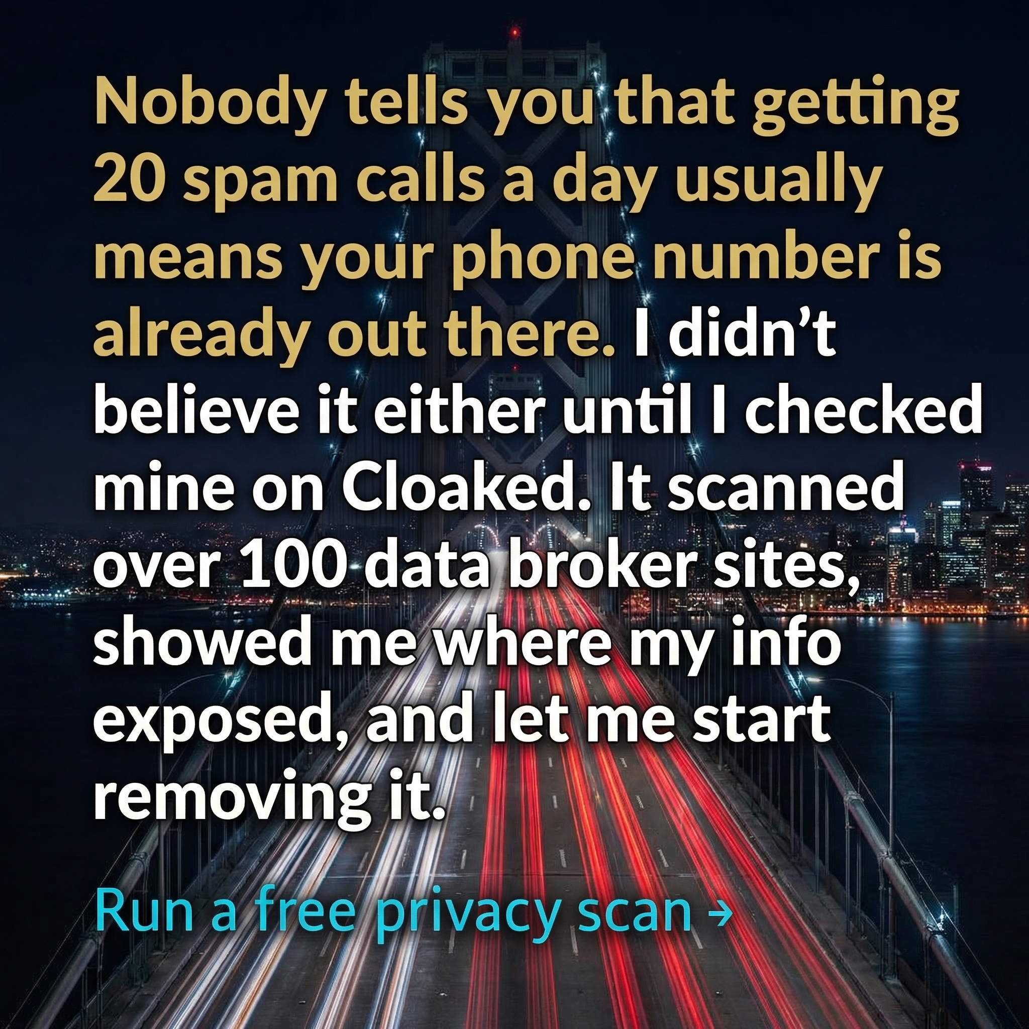 Cloaked Inc. Facebook ad: Stop Spam Calls with Cloaked