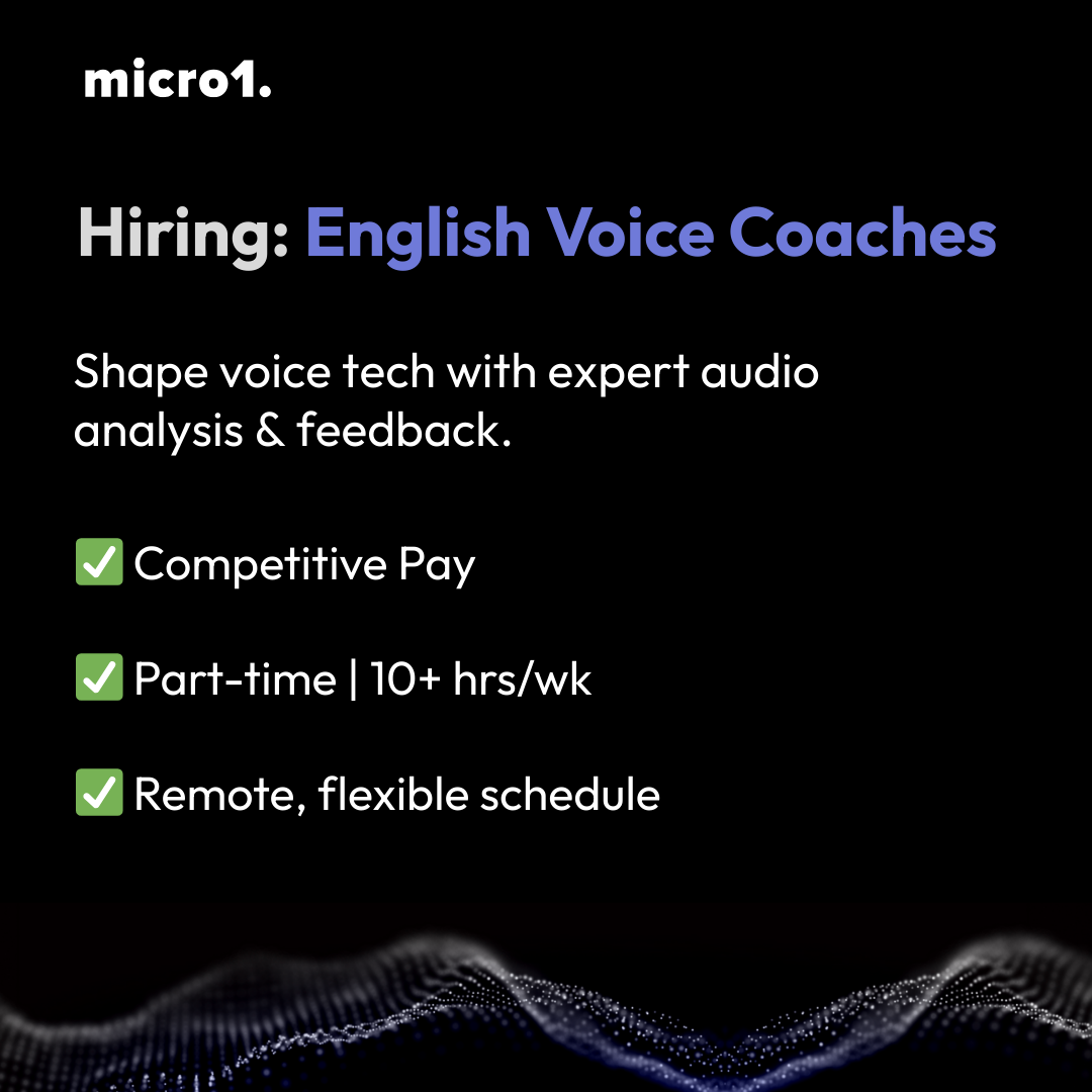 micro1 Facebook ad: Remote Role: English Voice Coach