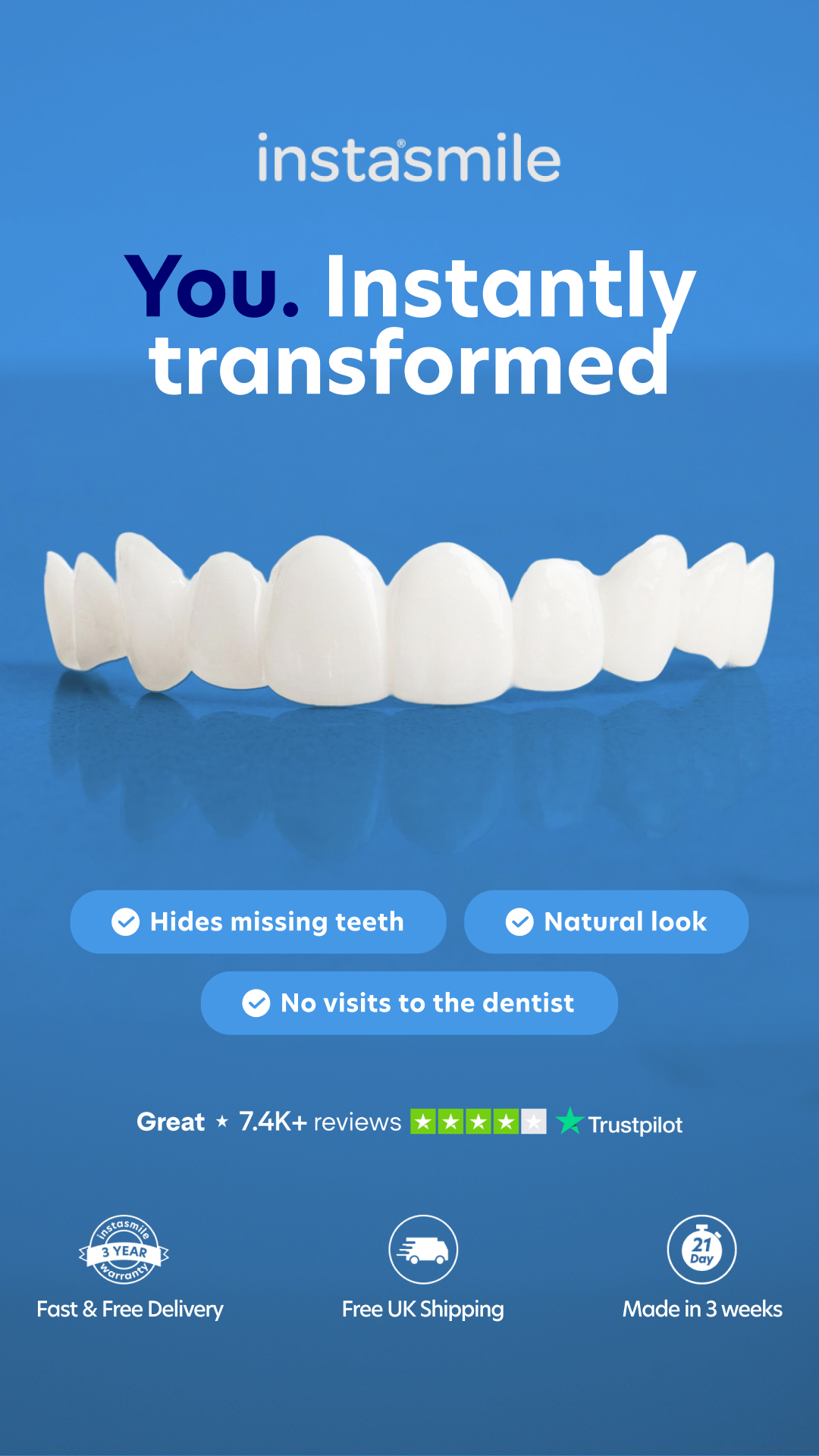 instasmile Facebook ad from May 7, 2026