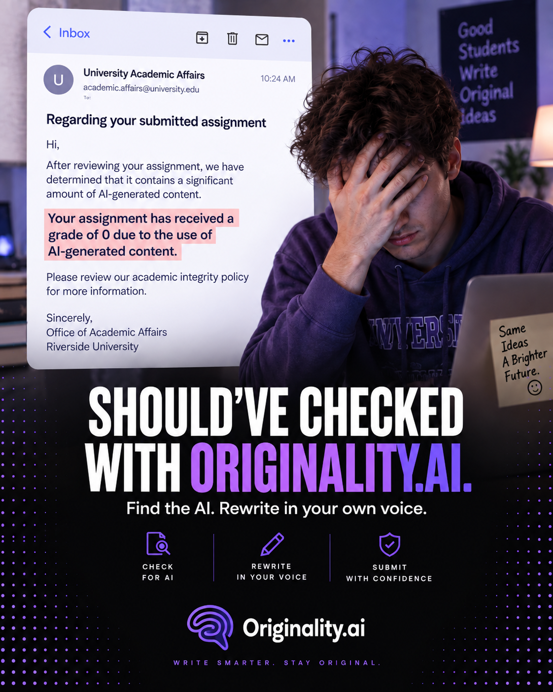 Originality.AI - AI Detection and Plagiarism Checking Facebook ad