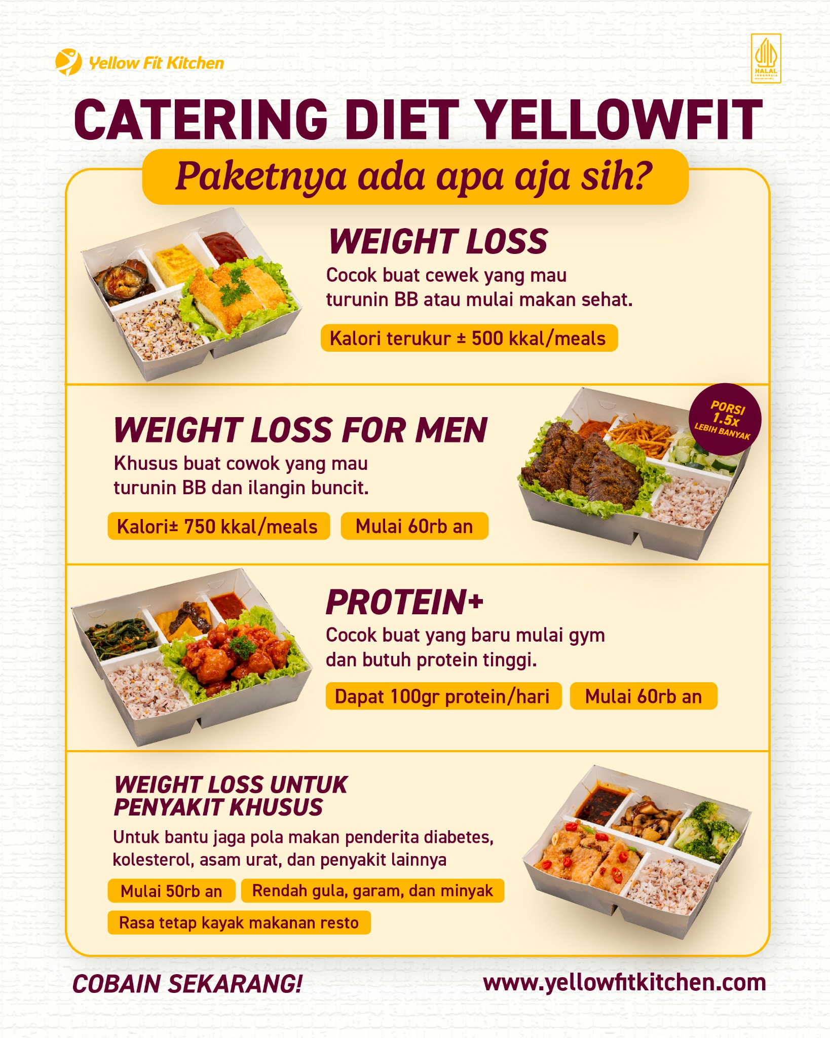 YellowFit Facebook ad: Solusi Catering Diet!