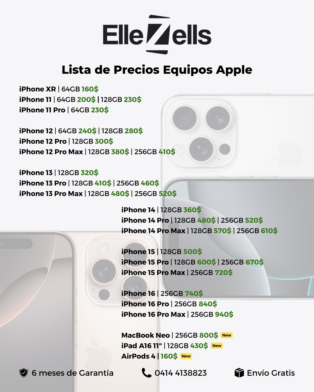 Elle Zells VE Facebook ad: Lista de Precios Equipos Apple