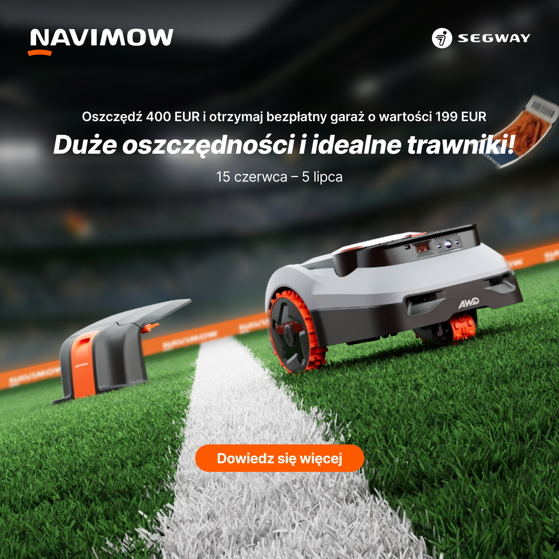 Segway Navimow Facebook ad: Nie zwlekaj. Trawnik nie poczeka.