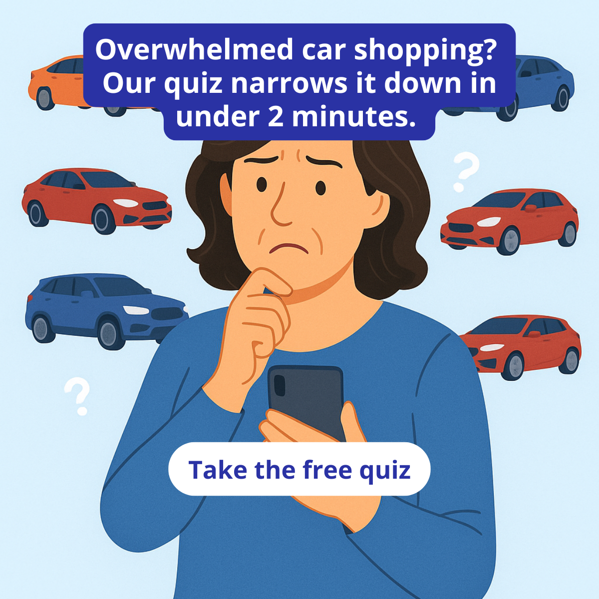 CarGenie.co Facebook ad: Take our free smart quiz, no signup required.