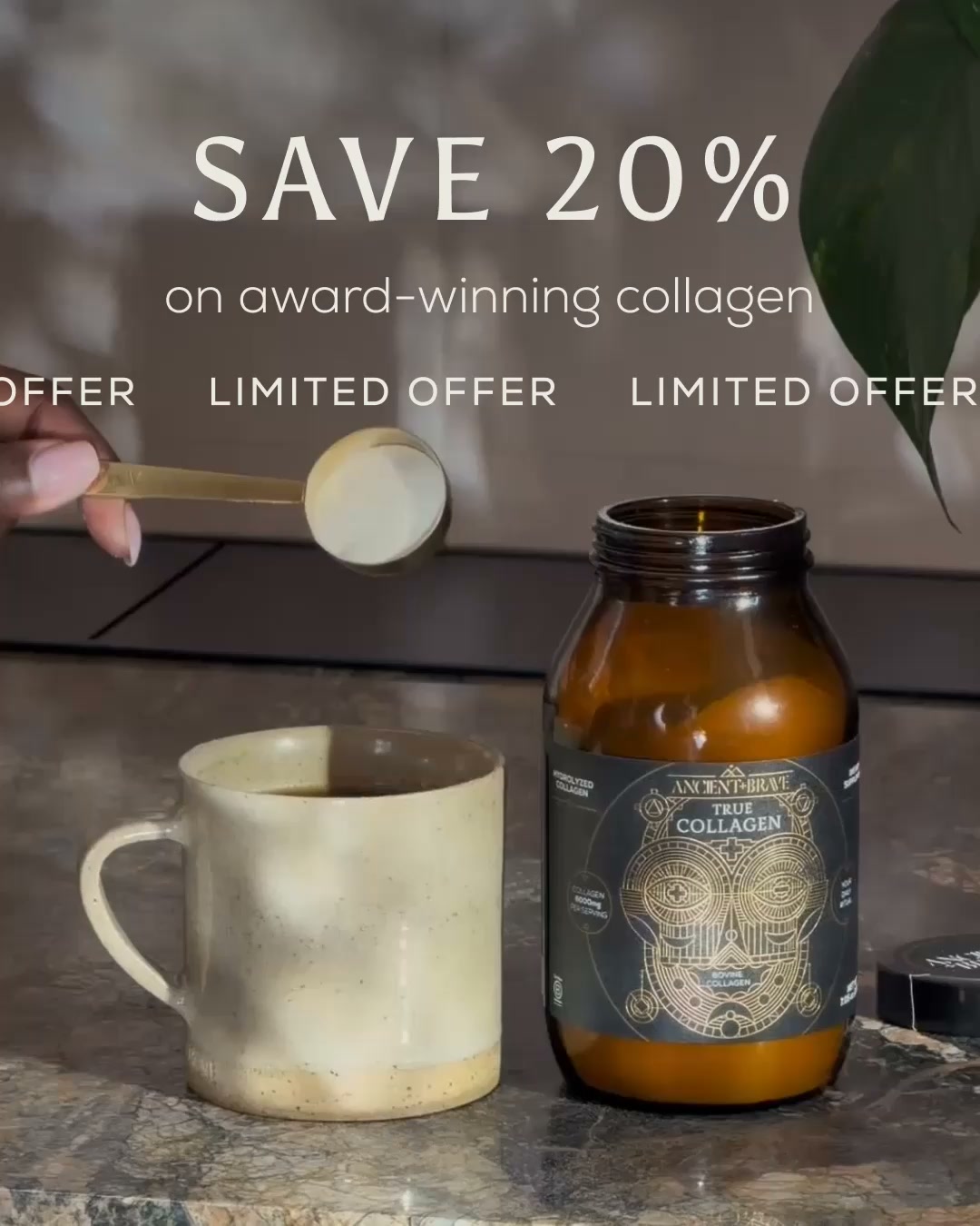 Ancient + Brave Facebook ad: Pure European Collagen, Pure Results