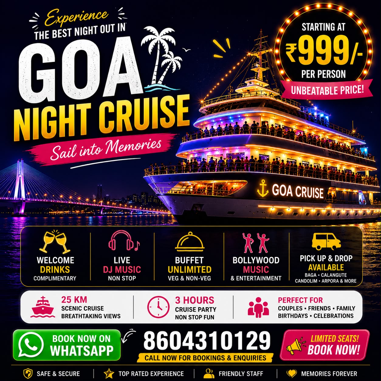 Goa Trip Advisor Facebook ad: Enjoy 3 Hour Goa Party Cruise