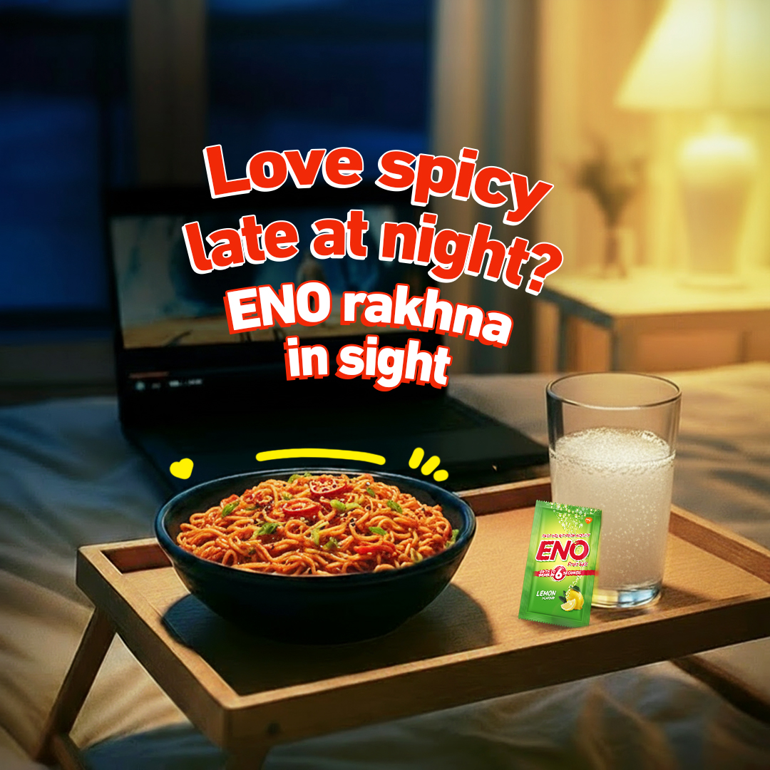 ENO India Facebook ad: ENO on, Acidity gone