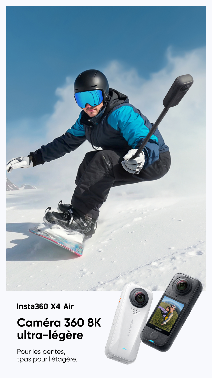 Insta360 Facebook ad: Insta360 X4 Air: Voyagez léger, filmez en 8K