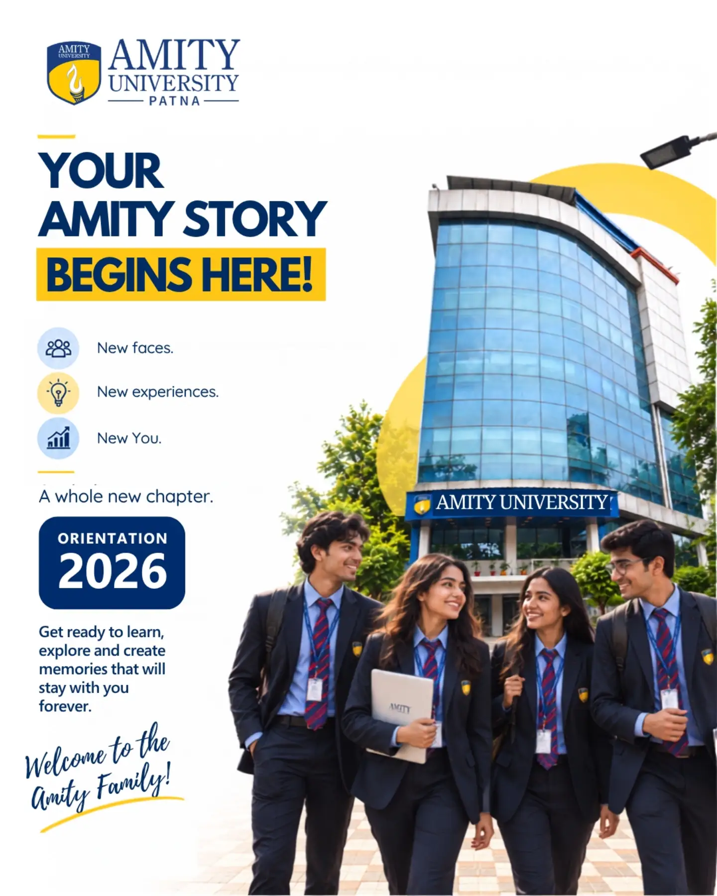 Amity University Patna Facebook ad: A NEW JOURNEY.