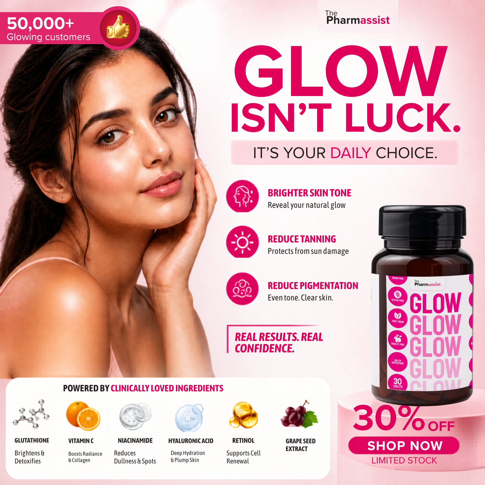 The Pharmassist Facebook ad: Brighten & Hydrate Skin Naturally