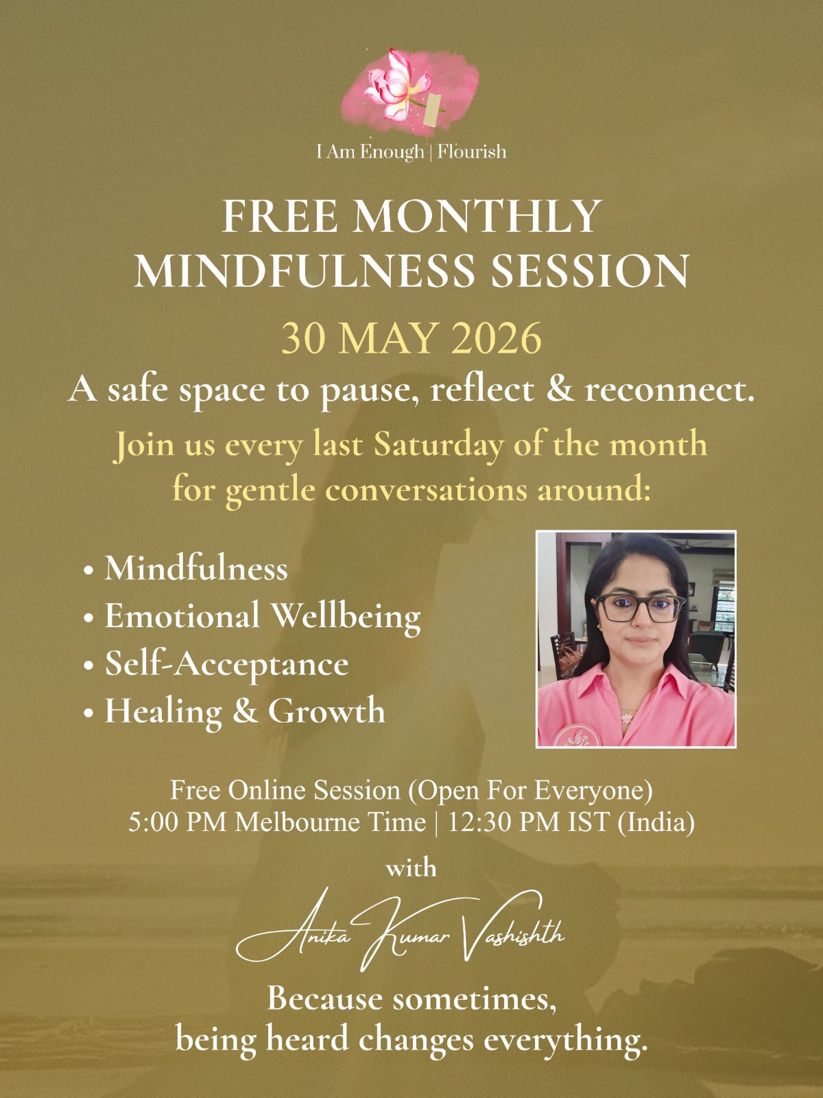 I Am Enough Facebook ad: A gentle space to pause, breathe, and reconnect…