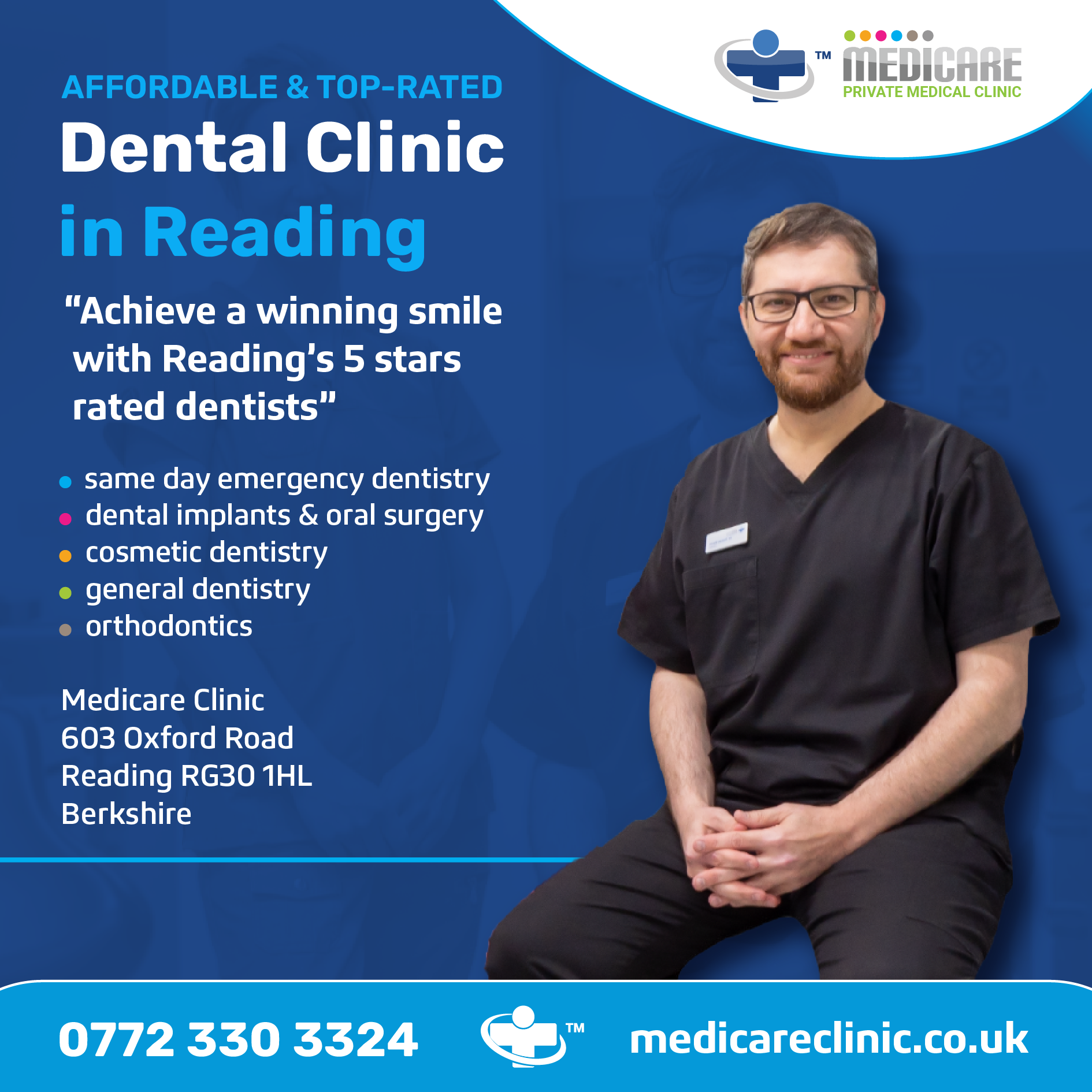 Medicare Clinic Facebook ad: Expert Dental Care Right in Reading