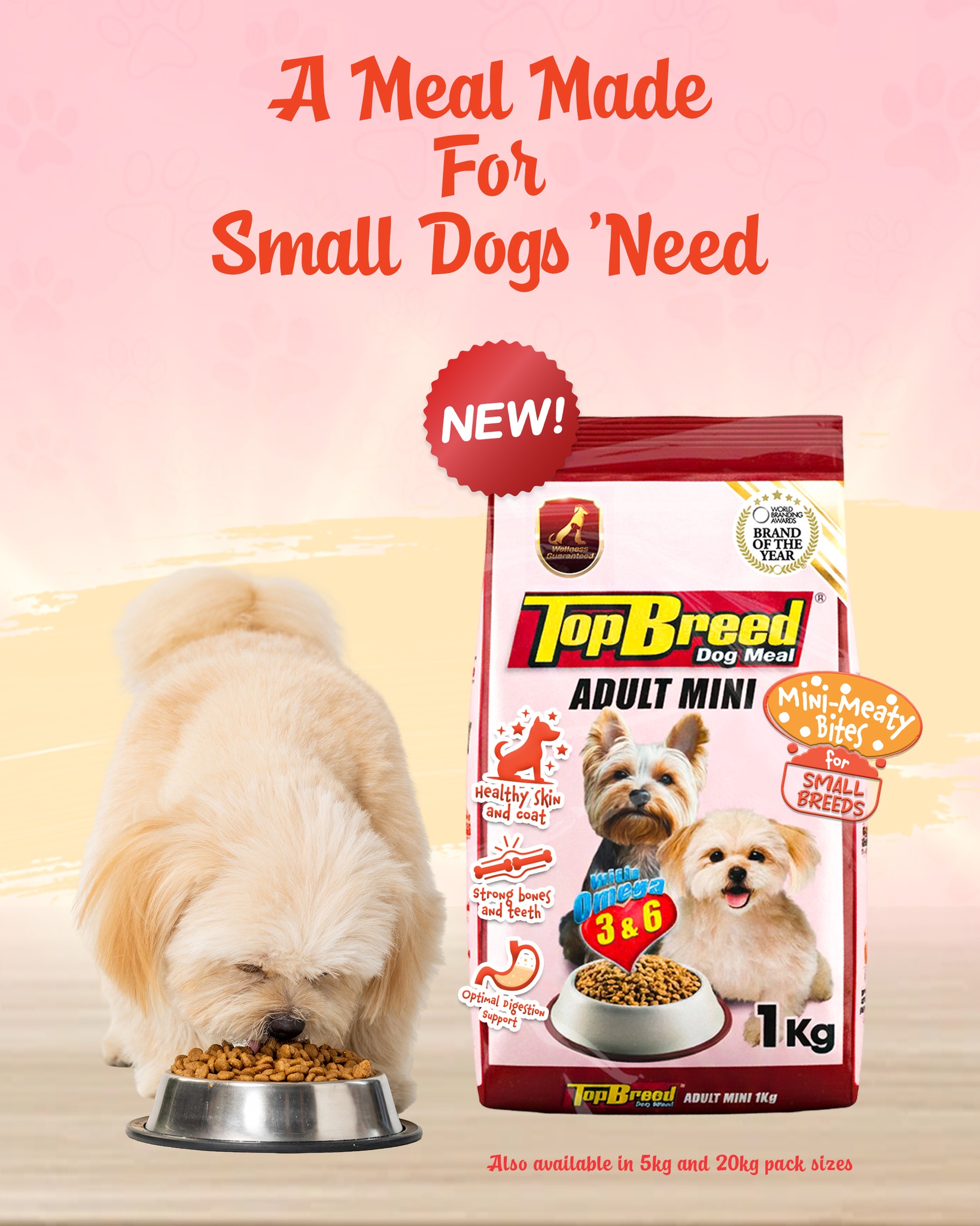 TopBreed Facebook ad: Specially made for small breeds, TopBreed Adult Mini…