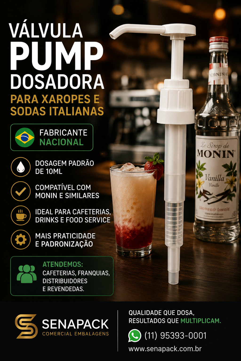 Senapack Comercial Embalagens Facebook ad: Válvula Pump para Soda Italiana