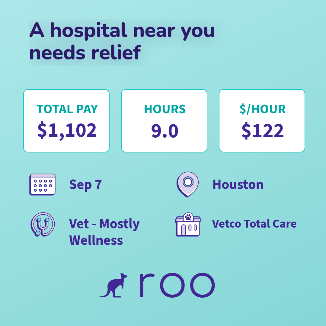 Roo Facebook ad: 6 open vet shifts near Houston on Monday…