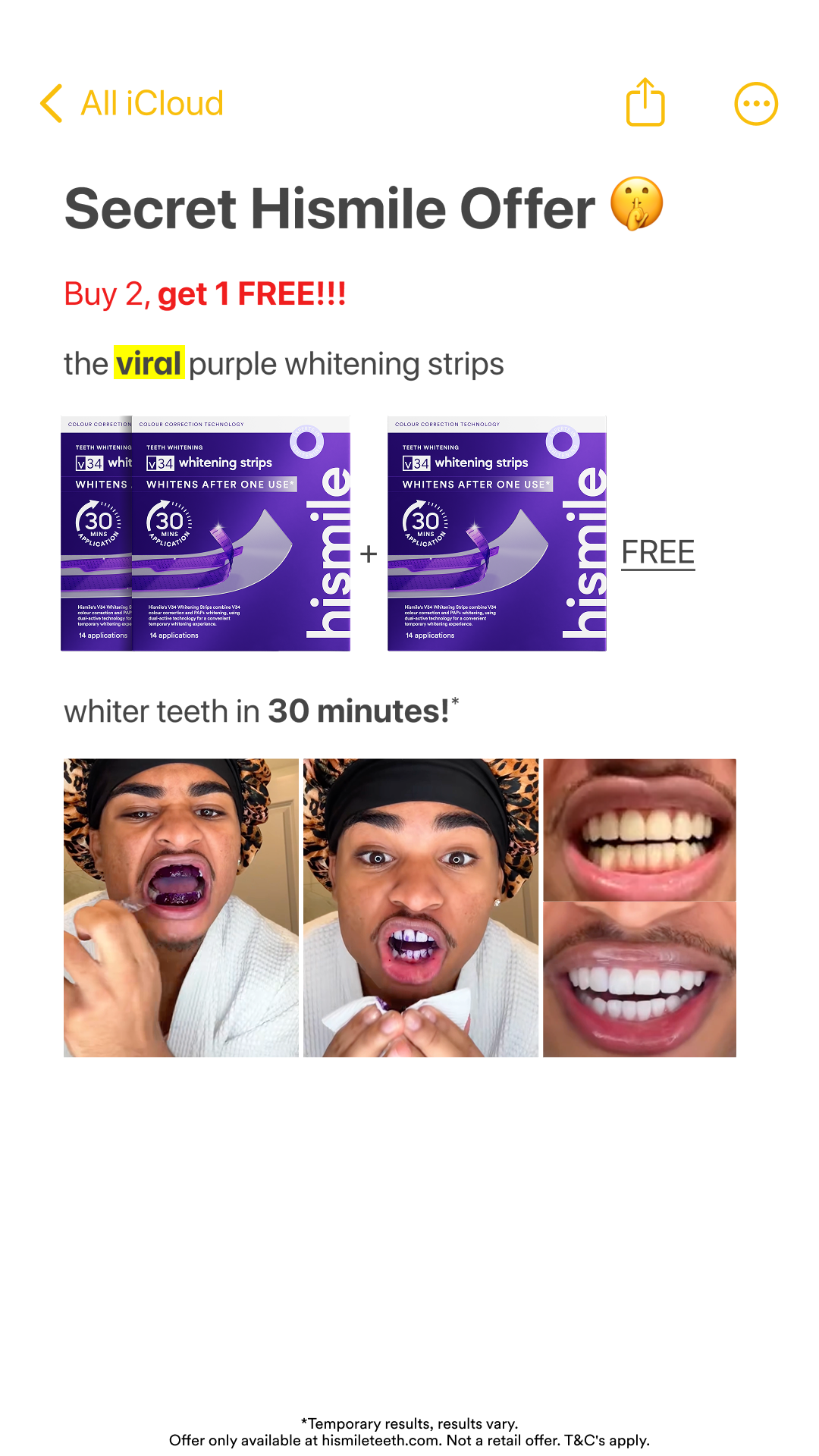 Hismile Facebook ad