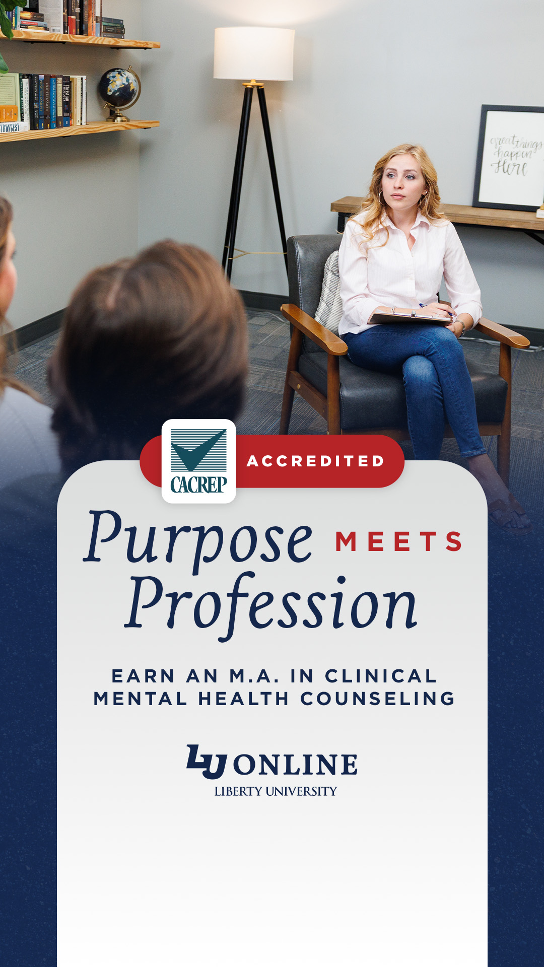 Liberty University Online Programs Facebook ad: CACREP Accredited