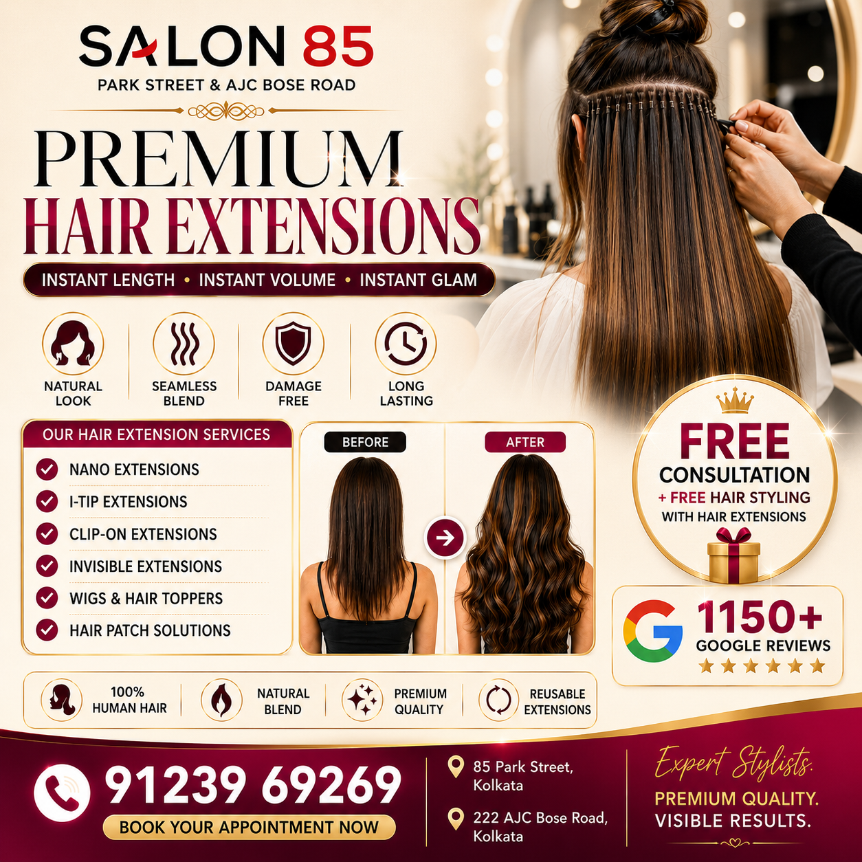 Salon 85 Kolkata Facebook ad: Get Free Consultation