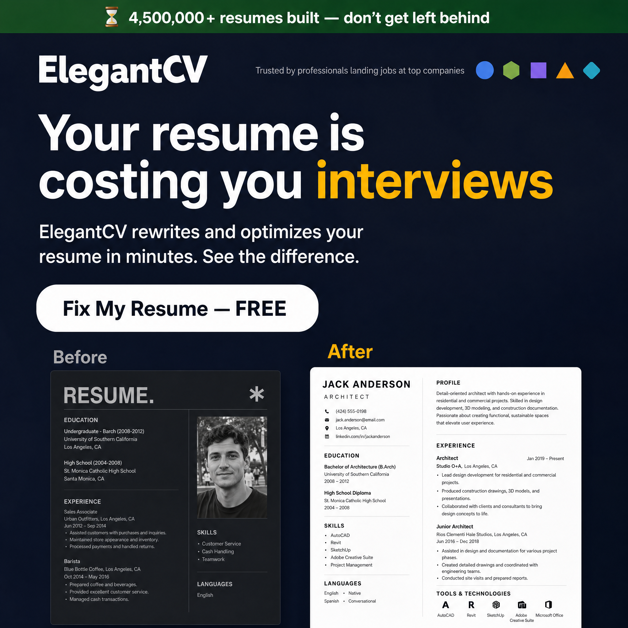 Elegant CV Facebook ad