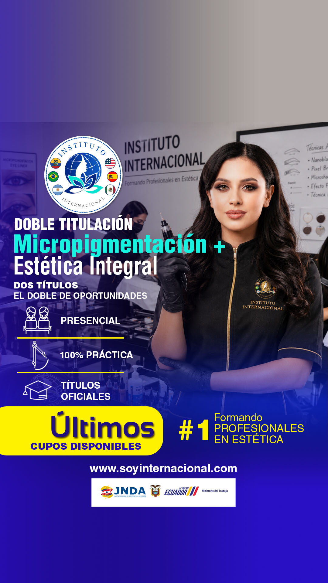 Instituto Internacional Cosmiatria Cosmetologia Micropigmentación Belleza Facebook ad: MATRÍCULA GRATIS