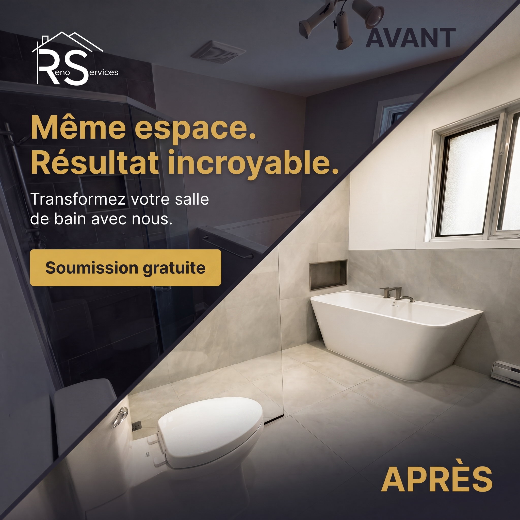 Renoservicesmtl Facebook ad: Rénovation salle de bain, Montréal / Bathroom Renovation…