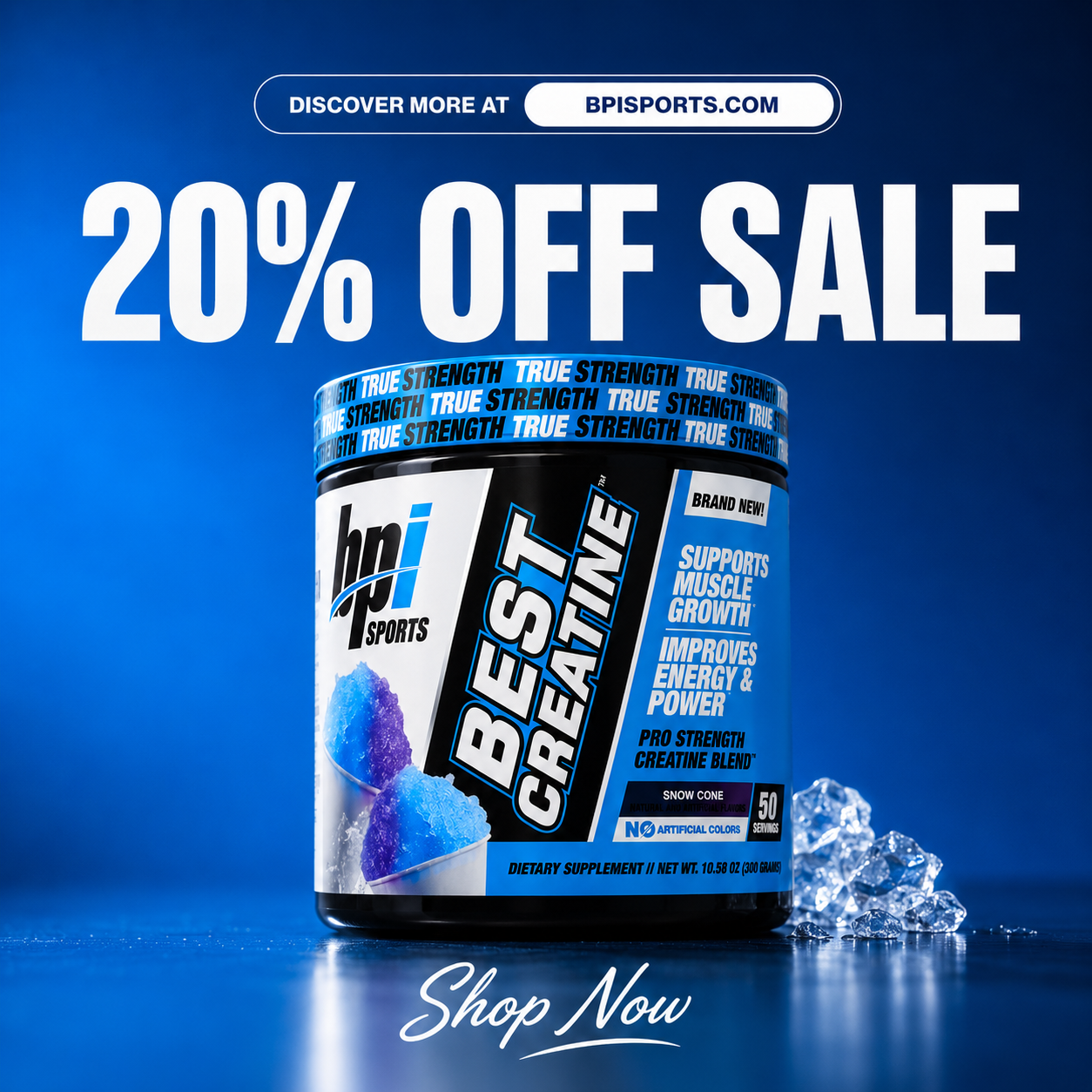 BPI Sports Facebook ad: Best Creatine, 20% Off