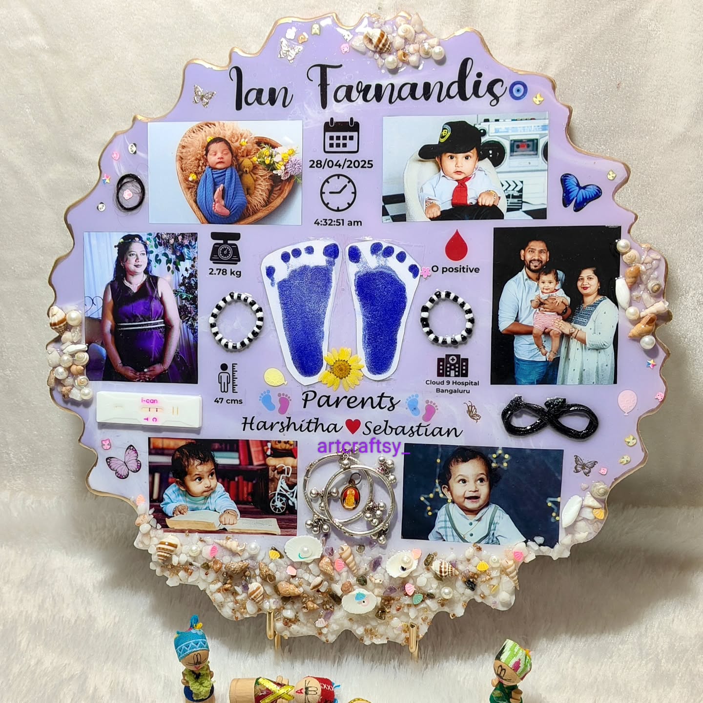 Artcraftsy Facebook ad: Purple Newborn Resin Memory Frame