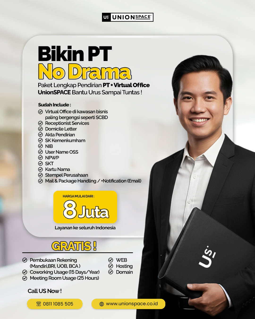 Unionspace.id Facebook ad: Urus Legalitas Bisnis Jadi Lebih Mudah.