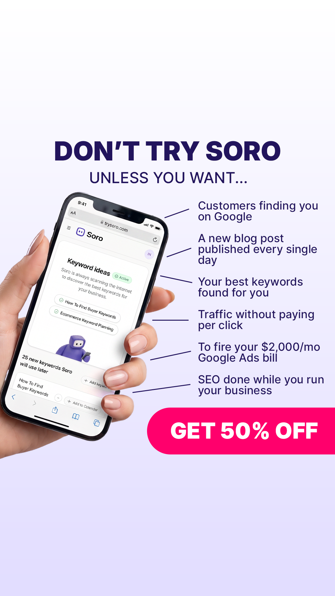 Soro SEO Facebook ad