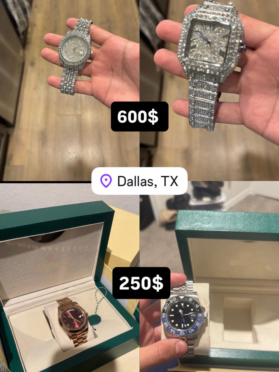 Lujoswarehouse Facebook ad: DALLAS, TX WATCH DEAL